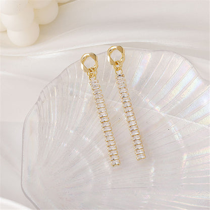 Crystal & 18K Gold-Plated Baguette-Cut Drop Earrings