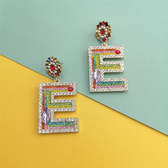 Crystal & Cubic Zirconia Letter E Drop Earrings