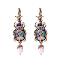 Imitation Pearl & Cubic Zirconia Beetle Drop Earrings