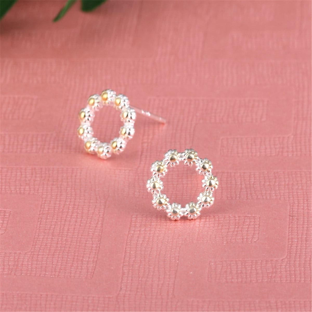 Two-Tone Sunflower Openwork Stud Earrings