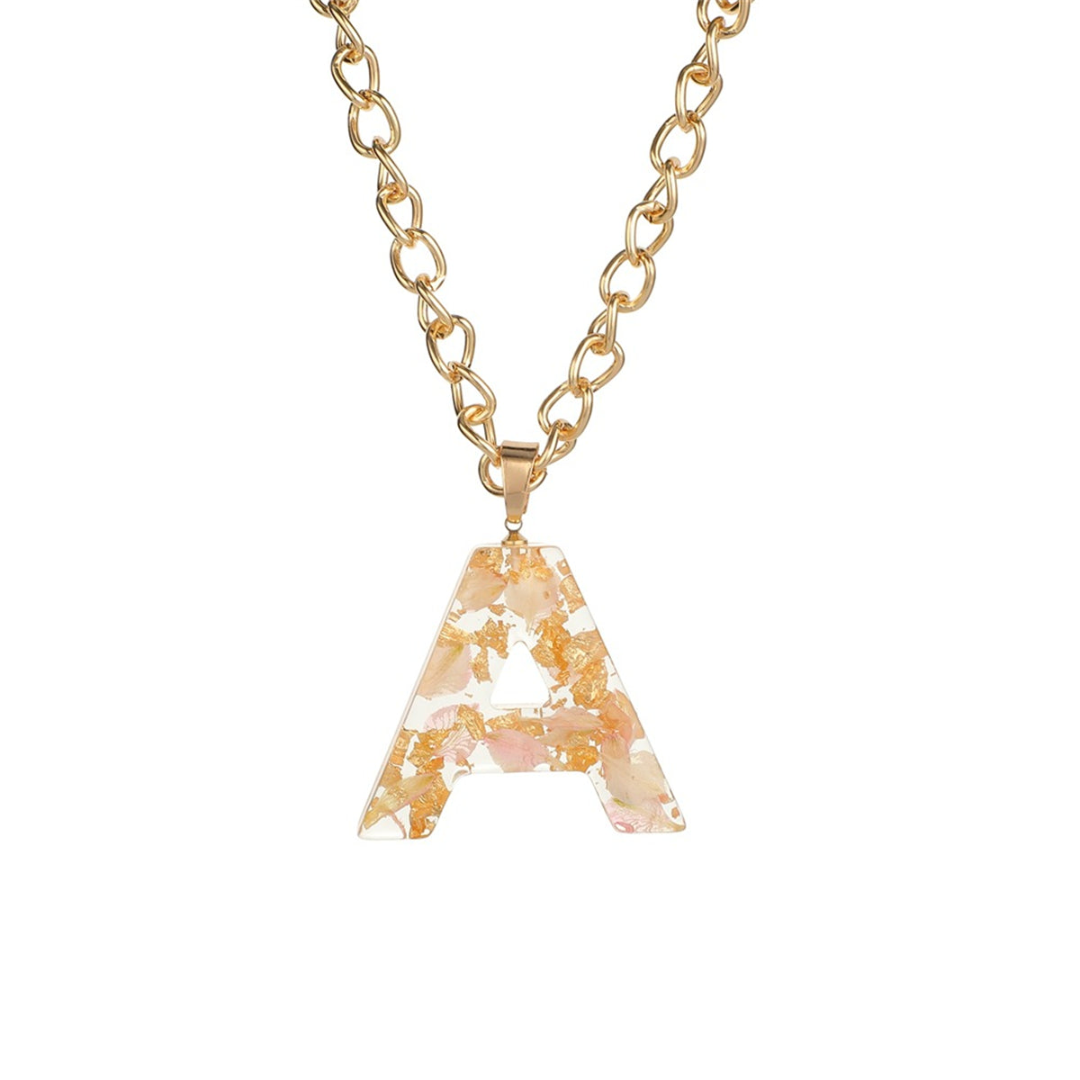 Pink & 18K Gold-Plated Floral Alphabet A Pendant Necklace
