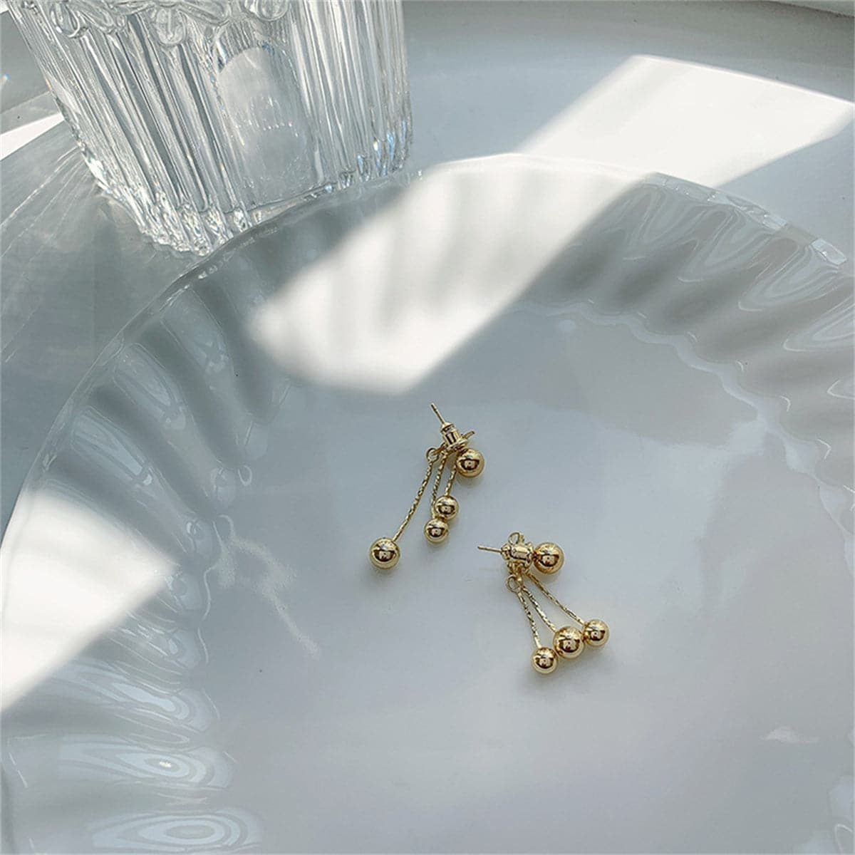 18K Gold-Plated Waterfall Ball Tassel Ear Jackets