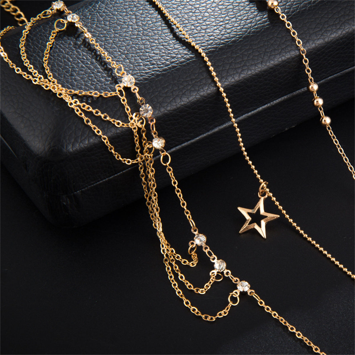 Cubic Zirconia & 18K Gold-Plated Chain-Drop Anklet Set