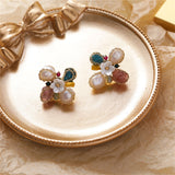 Strawberry Crystal & 18k Gold-Plated Floral Stud Earrings