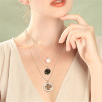 Imitation Pearl & Cubic Zirconia Three-Layer Pendant Necklace