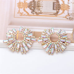 Cubic Zirconia & 18K Gold-Plated Geometric Cluster Stud Earrings