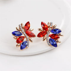 Cubic Zirconia & 18K Gold-Plated Red Statement Earrings & Necklace