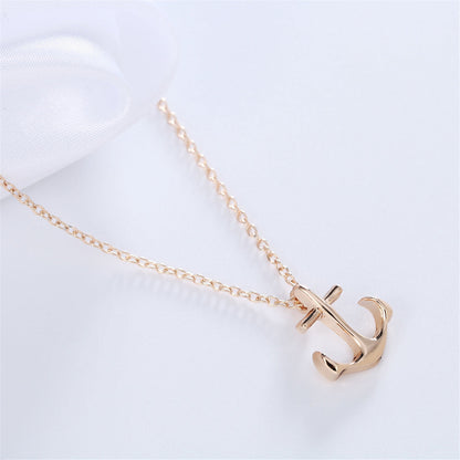 18K Gold-Plated Anchor Pendant Necklace, gold pendant necklace for women, dainty minimalist design, lifestyle look