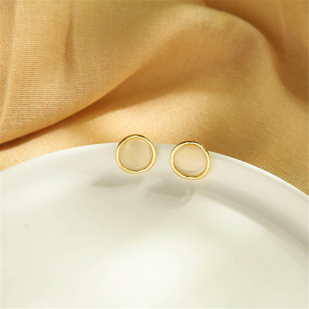 Cat's Eye & 18K Gold-Plated Stud Earrings