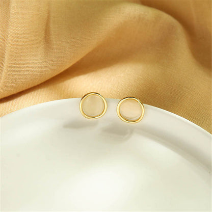 Cat's Eye & 18K Gold-Plated Stud Earrings