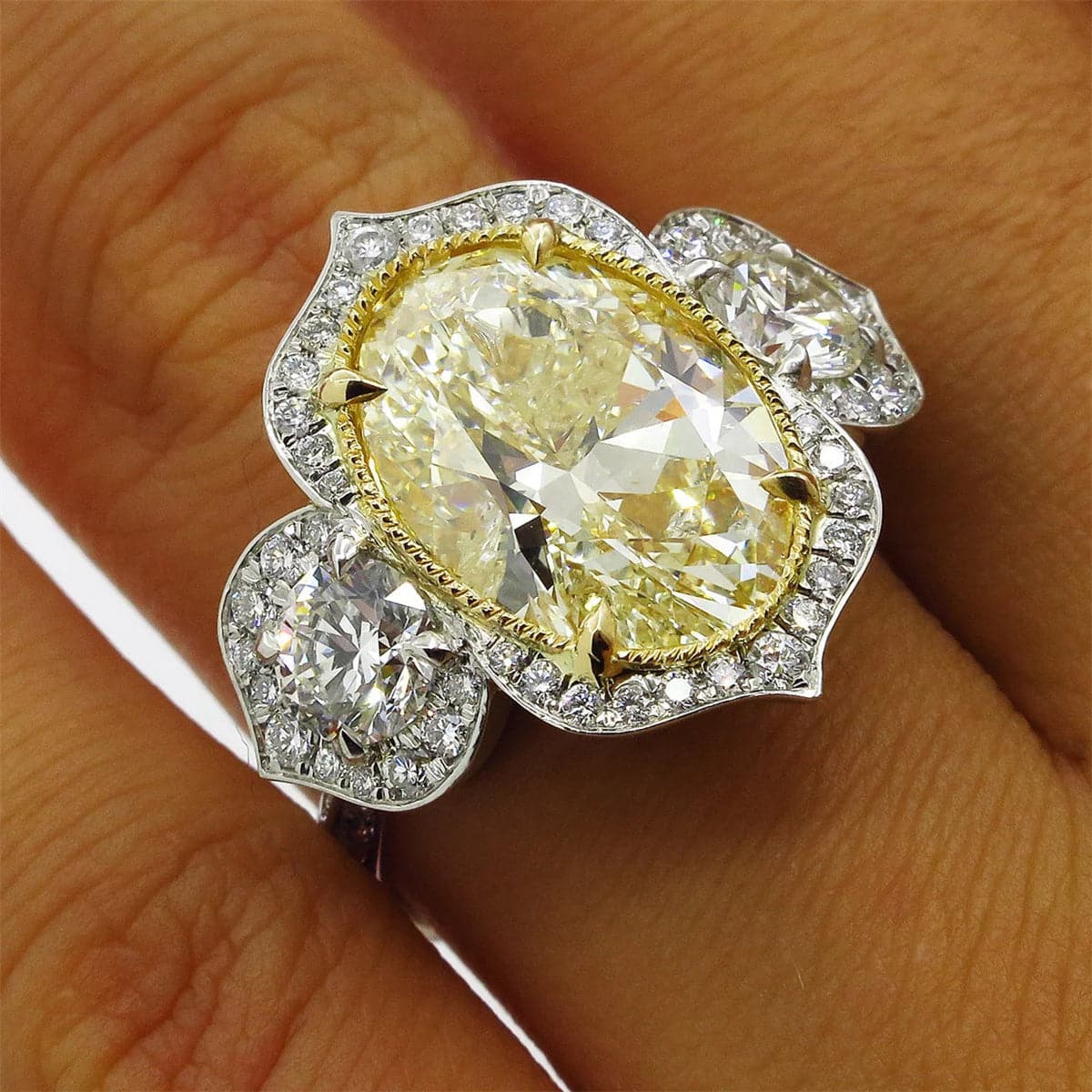 Yellow Crystal & Cubic Zirconia Floral Ring