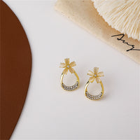 Cats Eye & Cubic Zirconia 18k Gold-Plated Flower Stud Earrings
