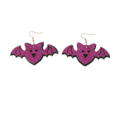 Purple Polystyrene & 18K Gold-Plated Glitter Bat Drop Earrings