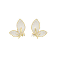 Cubic Zirconia & Enamel 18k Gold-Plated Butterfly Stud Earrings