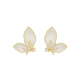 Cubic Zirconia & Enamel 18k Gold-Plated Butterfly Stud Earrings