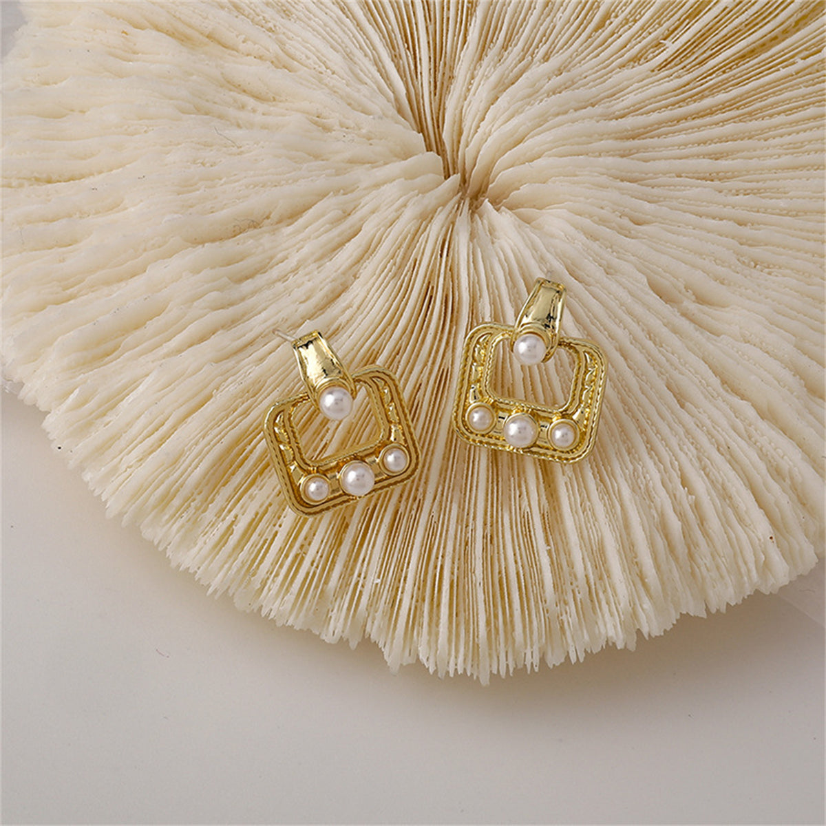 Pearl & 18K Gold-Plated Catch Drop Earrings