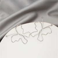 Silver-Plated Openwork Butterfly Stud Earrings