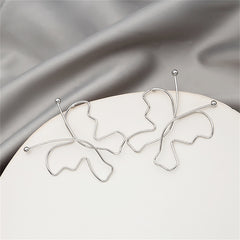 Silver-Plated Openwork Butterfly Stud Earrings