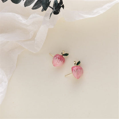 Pink & 18K Gold-Plated Peaches Stud Earrings