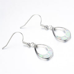 White Opal Open Teardrop Earrings