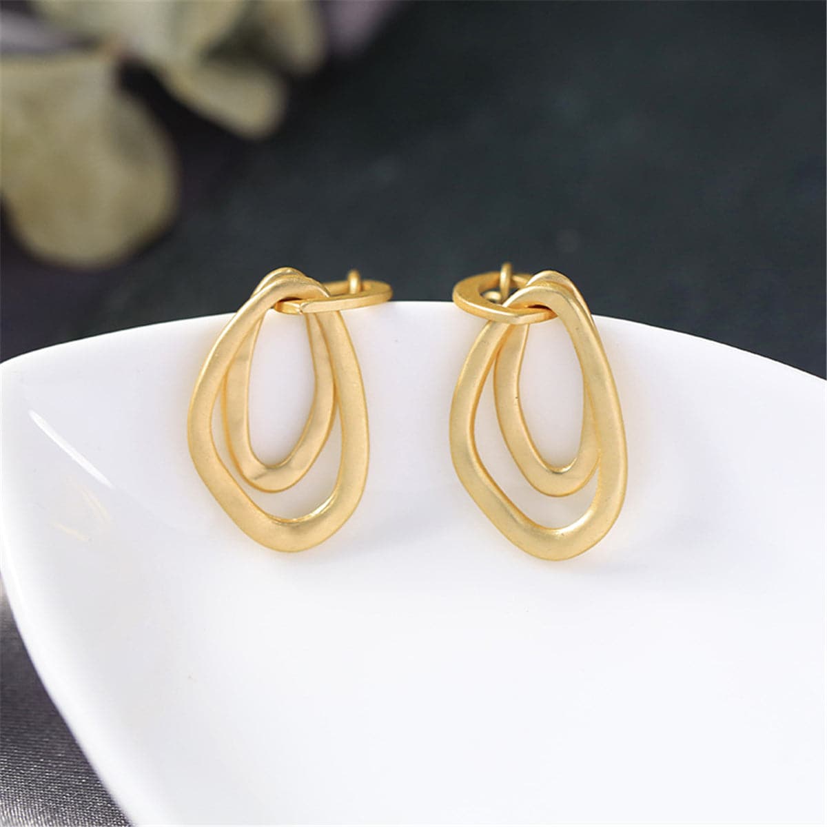 18K Gold-Plated Open Layer Drop Earrings