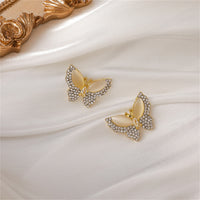 Cubic Zirconia & Cats Eye Butterfly Stud Earrings