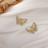 Cubic Zirconia & Cats Eye Butterfly Stud Earrings