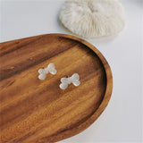 Frosted White Acrylic & Silver-Plated Bow Stud Earrings