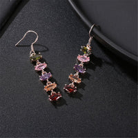 Green Crystal & 18K Rose Gold-Plated Line Drop Earrings
