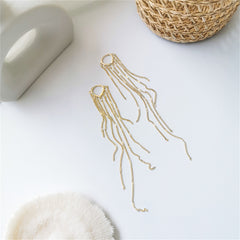 18K Gold-Plated Heart Tassel Huggie Earrings