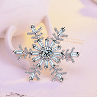 Cubic Zirconia & Silvertone Snowflake Brooch