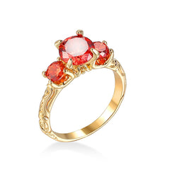 Red Crystal & 18K Gold-Plated Ring