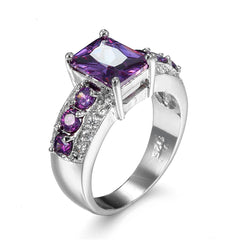 Purple Cubic Zirconia & Crystal Ring