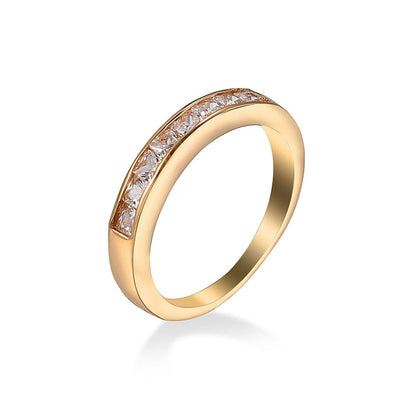 Crystal and 18K Gold-Plated Band, gold statement rings for women, botanical inspired, side view