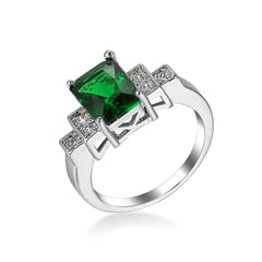 Emerald Cubic Zirconia & Crystal Ring