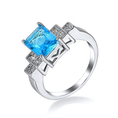 Sea Blue Cubic Zirconia & Crystal Ring