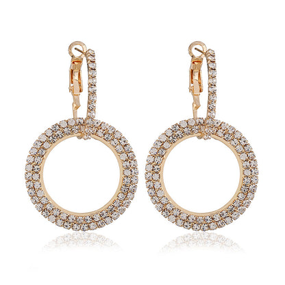 Cubic Zirconia and 18K Gold-Plated Interlock Circle Drop Earrings, gold huggie earrings, botanical inspired, side view