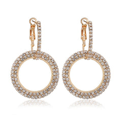 Cubic Zirconia & 18K Gold-Plated Interlock Circle Drop Earrings