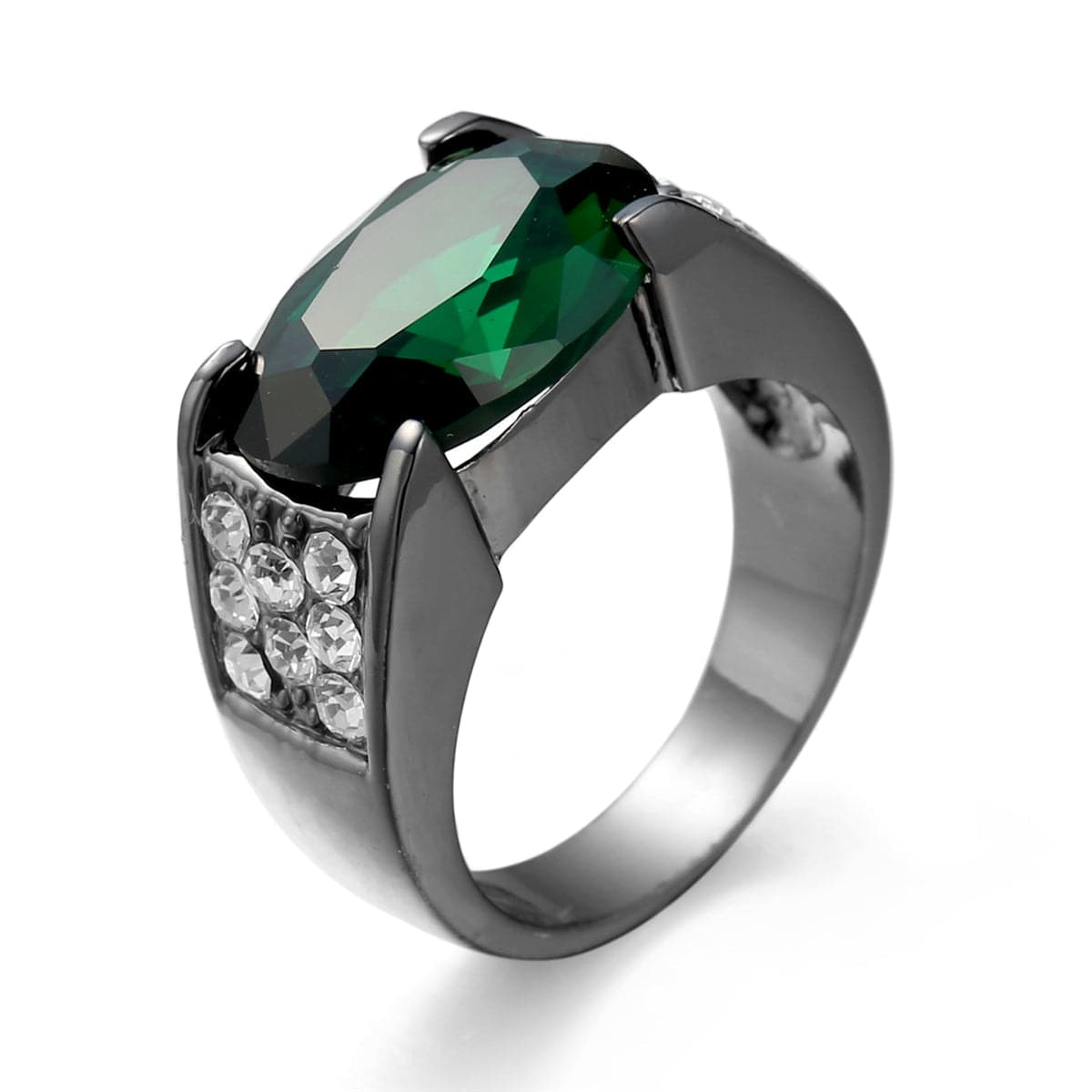 Green Crystal & Cubic Zirconia Oval-Cut Ring