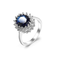 Navy Crystal & Cubic Zirconia Floral Ring