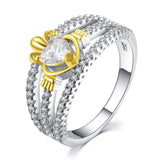 Cubic Zirconia & Two-Tone Heart Ring