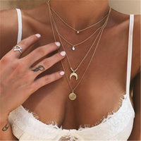 Goldtone Moon Pendant Layer Necklace