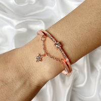 Cubic Zirconia & Rose Goldtone Star Charm Bracelet