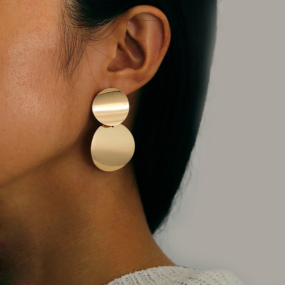 18K Gold-Plated Dual Circle Drop Earrings