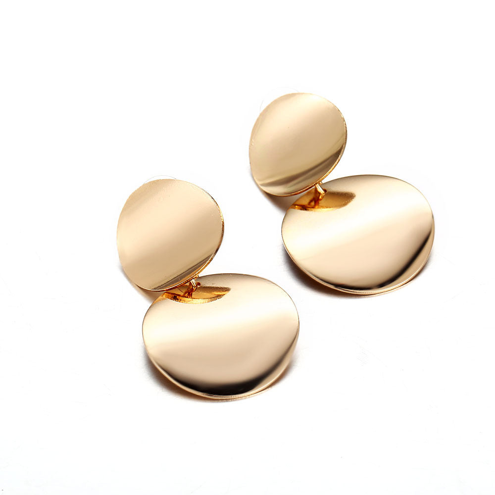 18K Gold-Plated Dual Circle Drop Earrings