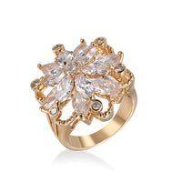 Cubic Zirconia & 18K Gold-Plated Snowflake Ring