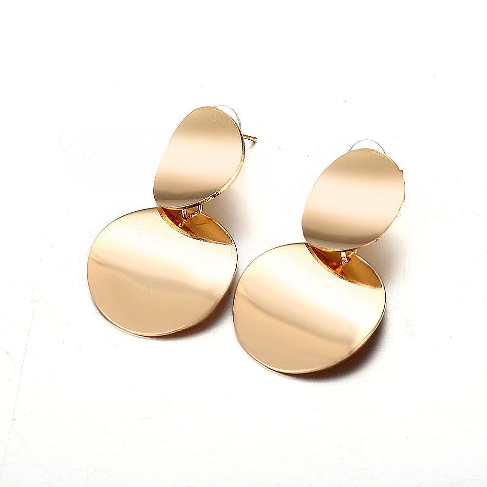 18K Gold-Plated Dual Circle Drop Earrings