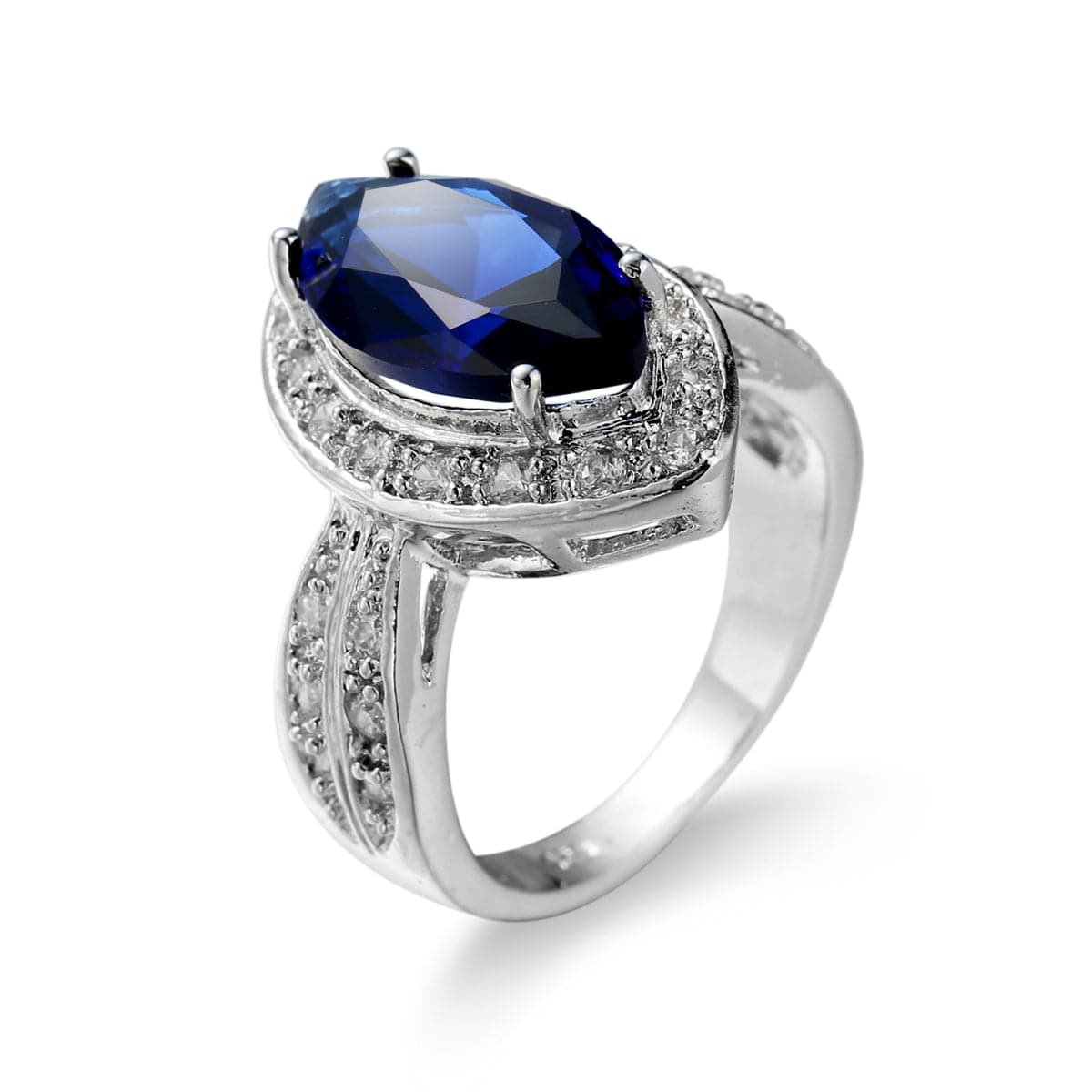 Navy Crystal & Cubic Zirconia Pear-Cut Ring