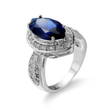 Navy Crystal & Cubic Zirconia Pear-Cut Ring