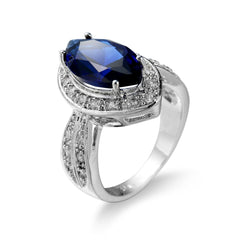 Navy Crystal & Cubic Zirconia Pear-Cut Ring